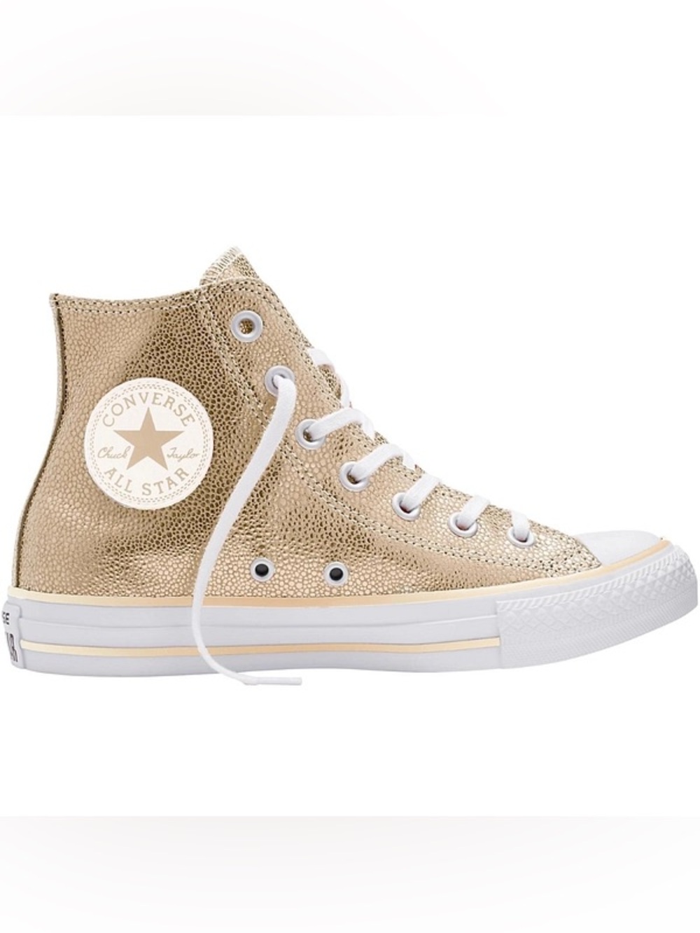 Converse High Top Sneakers in Metallic Gold with White Accents